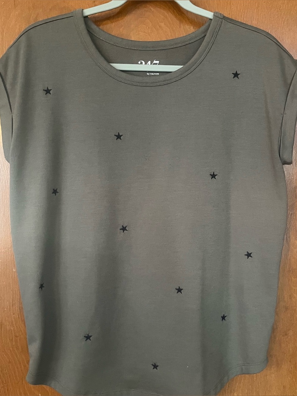 Maurices Olive Green Short Sleeve Tee with Black Star Details
